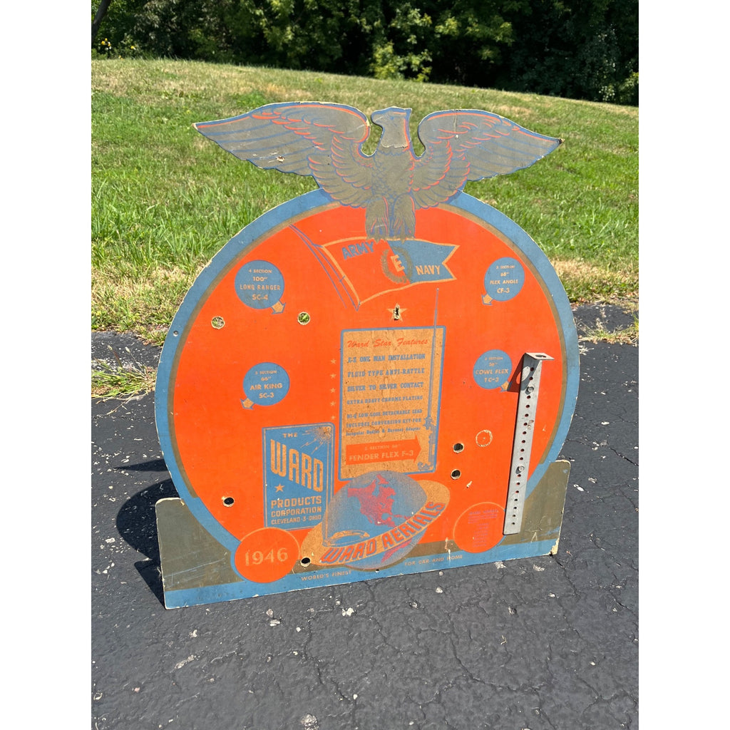 Vintage 1946 WWII Ward Aerials Antenna Homefront Advertising Sign Store Display