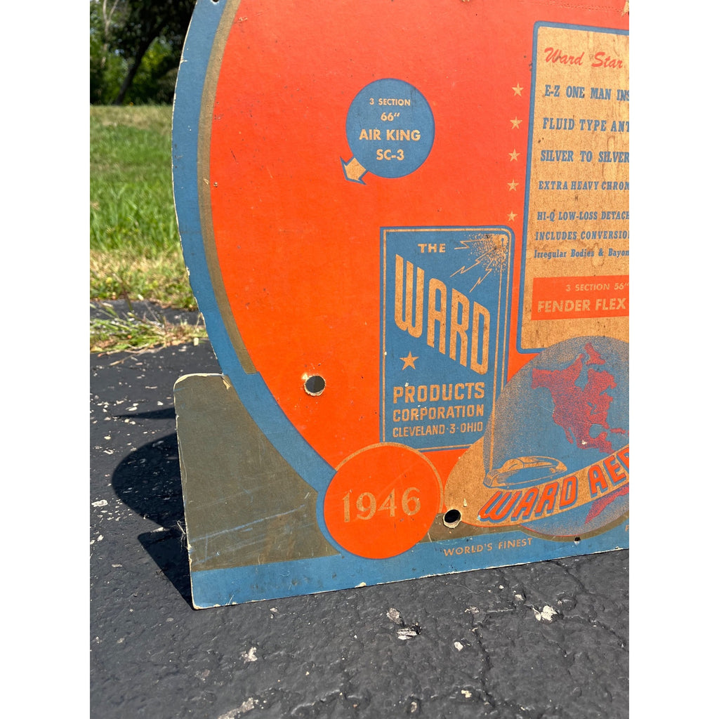 Vintage 1946 WWII Ward Aerials Antenna Homefront Advertising Sign Store Display