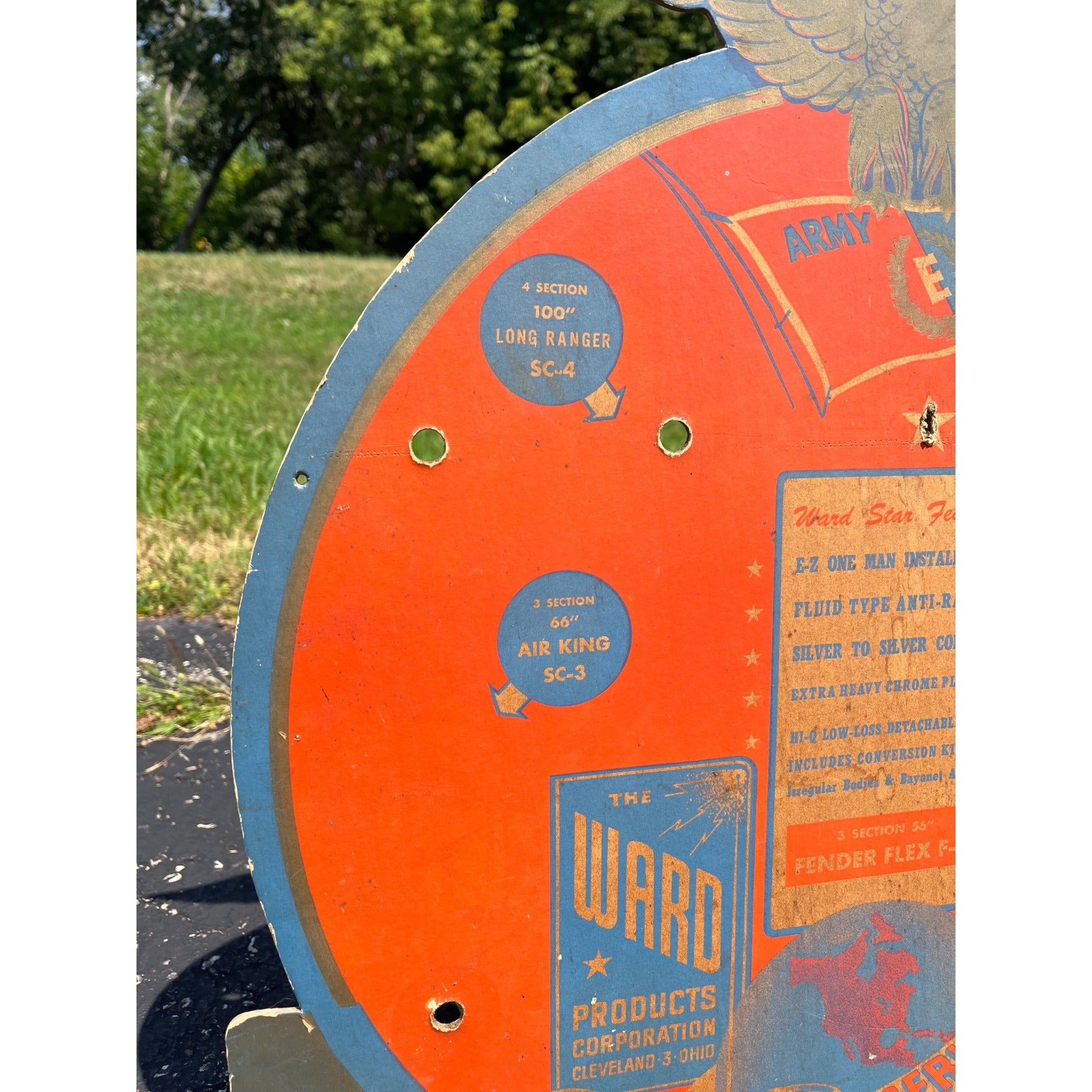Vintage 1946 WWII Ward Aerials Antenna Homefront Advertising Sign Store Display