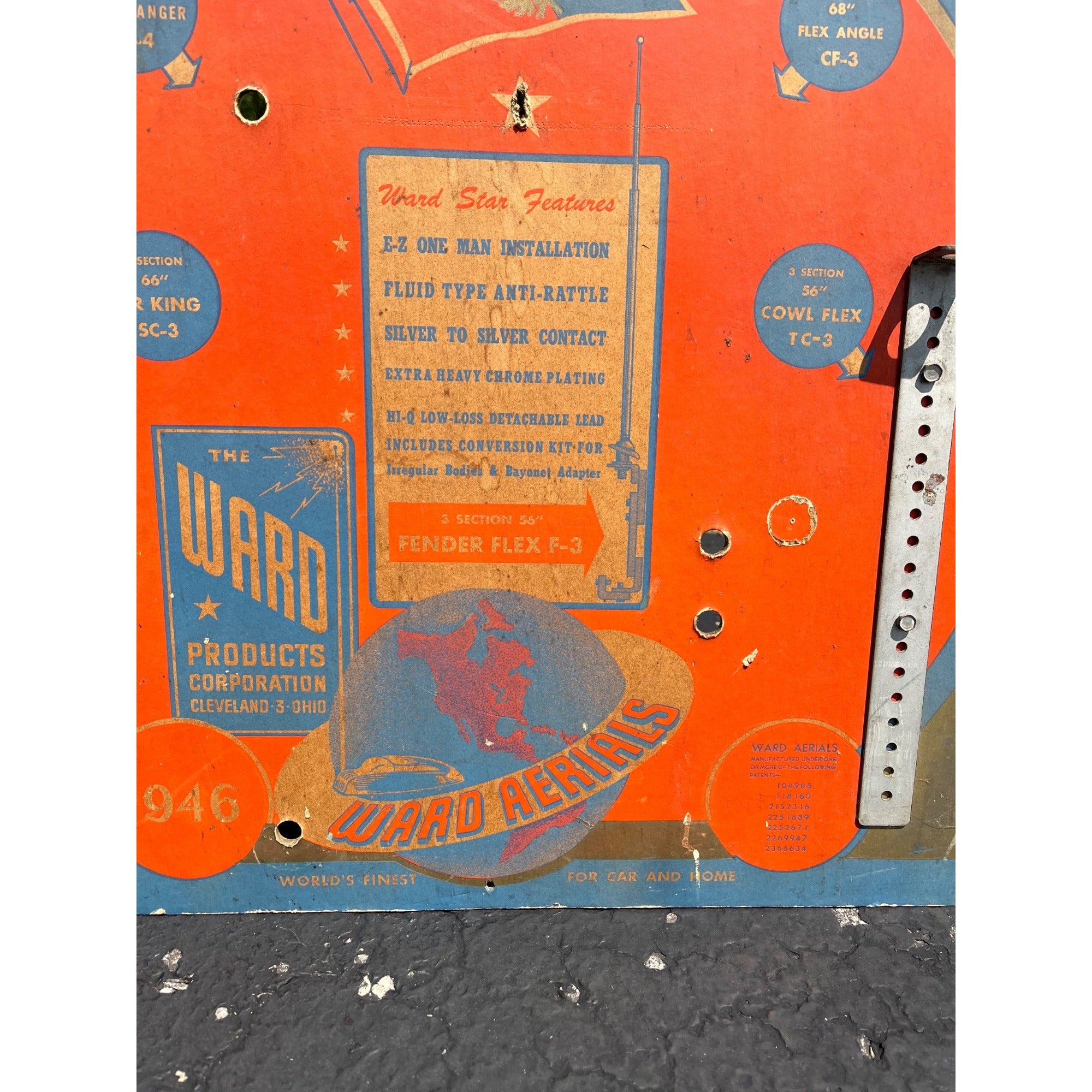 Vintage 1946 WWII Ward Aerials Antenna Homefront Advertising Sign Store Display