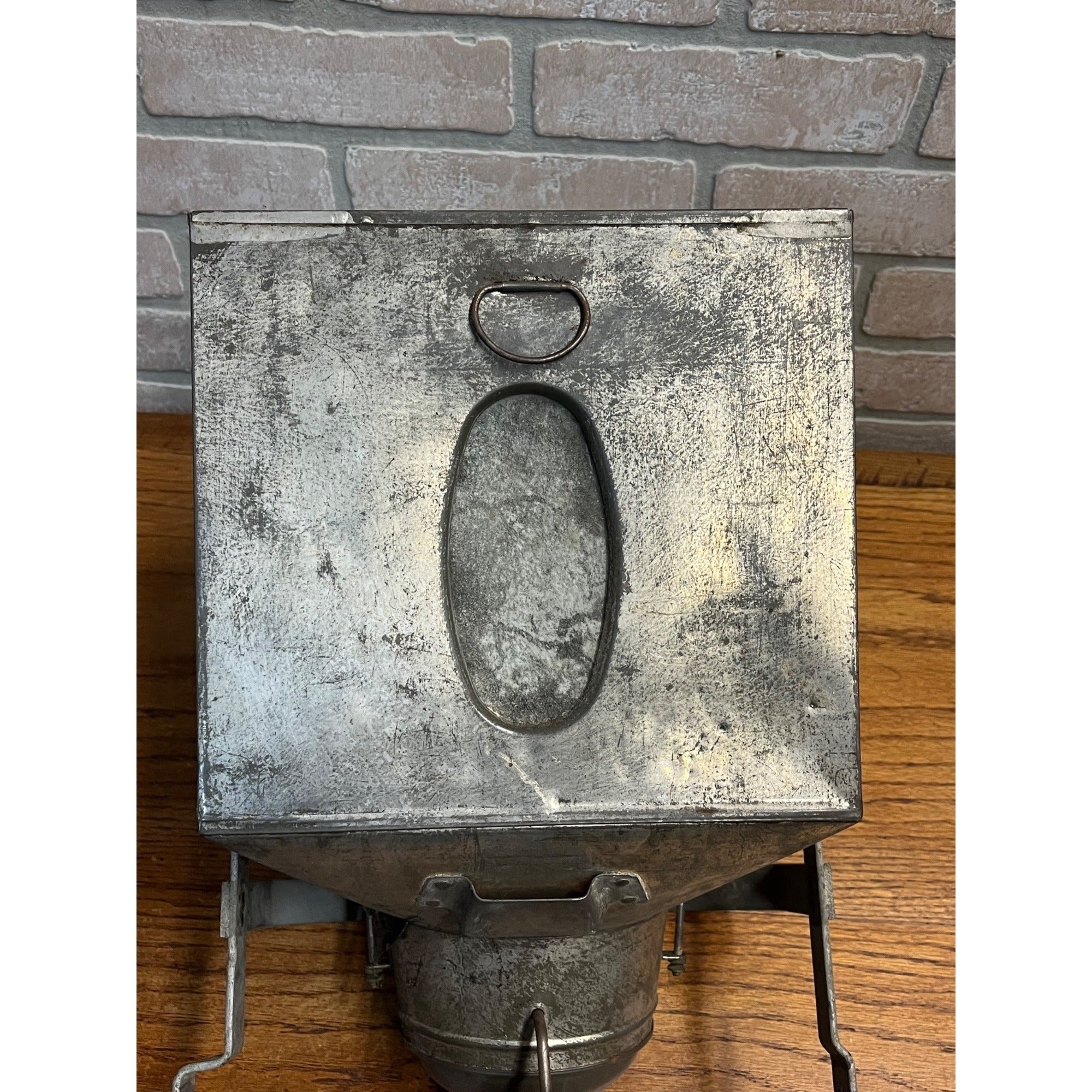 Antique Hoosier Flour Sifter -Galvanized Metal Bin - Hand Crank - Kitchen Bin