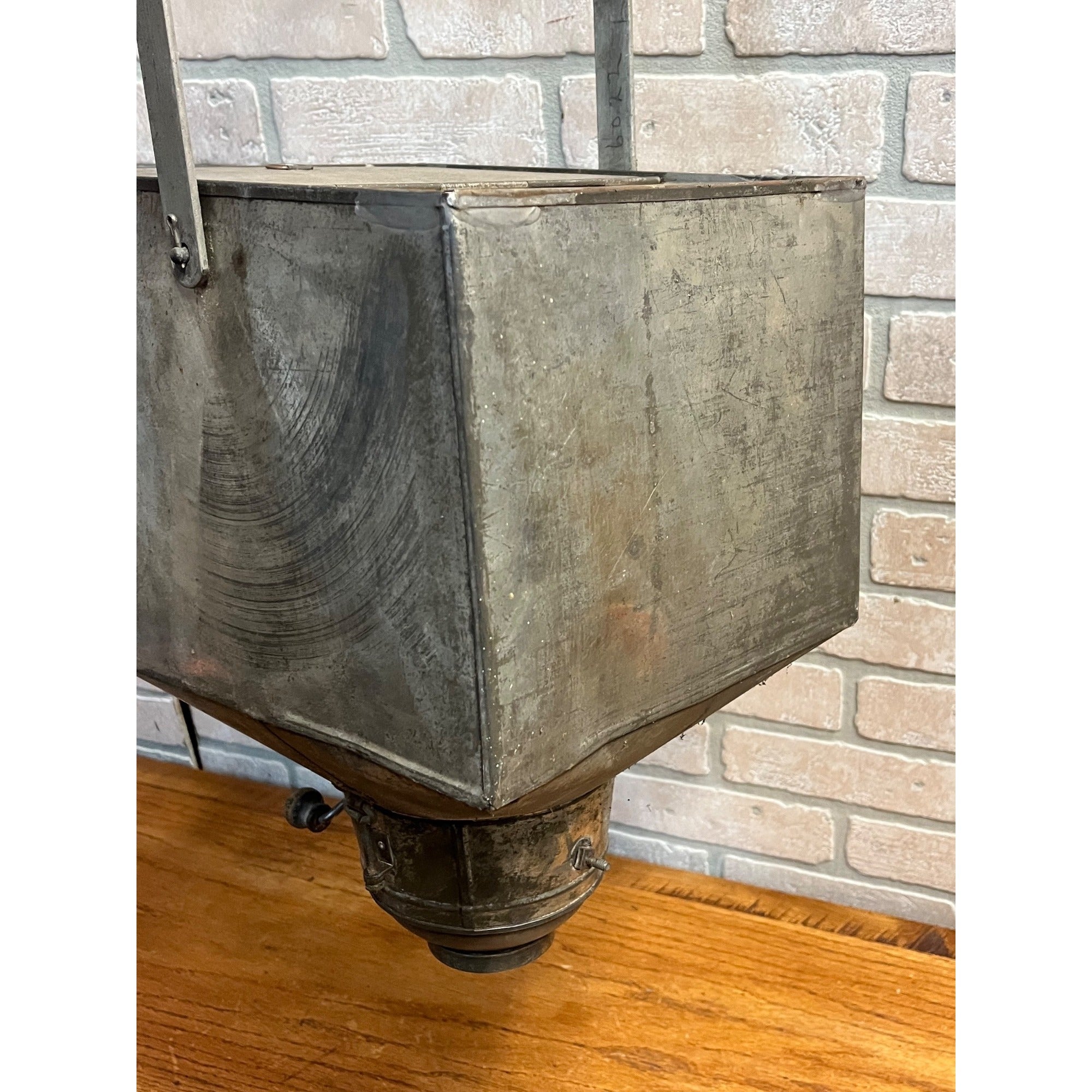Antique Hoosier Flour Sifter -Galvanized Metal Bin - Hand Crank - Kitchen Bin