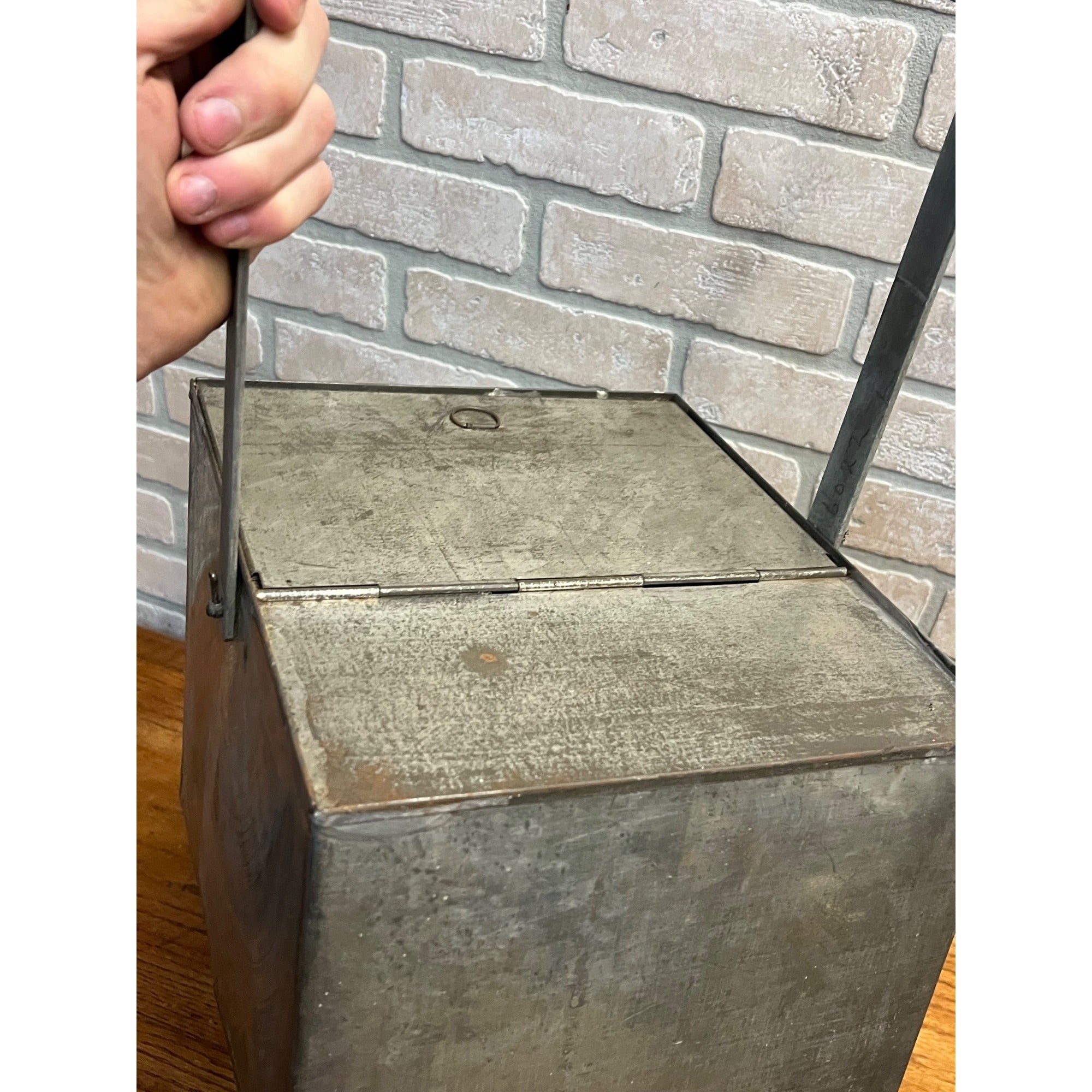 Antique Hoosier Flour Sifter -Galvanized Metal Bin - Hand Crank - Kitchen Bin