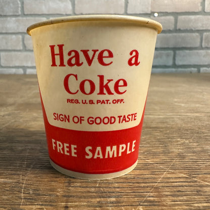 Vintage 4oz Have A Coke Sample Coca Cola Taste Paper Wax Cup Soda Dixie