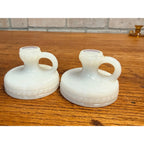 Vintage Childs Miniature Milk Glass Candle Holders Christmas Set of 2