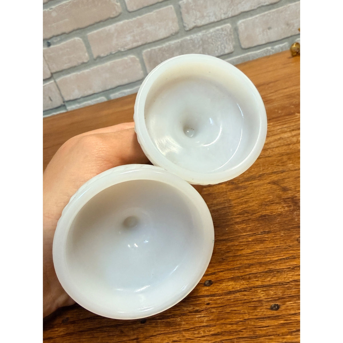 Vintage Childs Miniature Milk Glass Candle Holders Christmas Set of 2