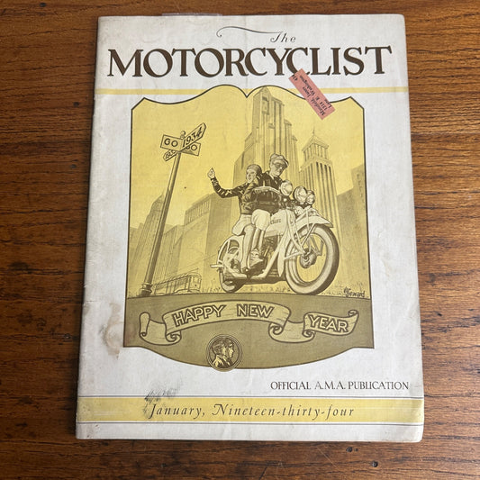 Vintage The Motorcyclist Magazine January 1934 Harley Indian Motorcycle Ads