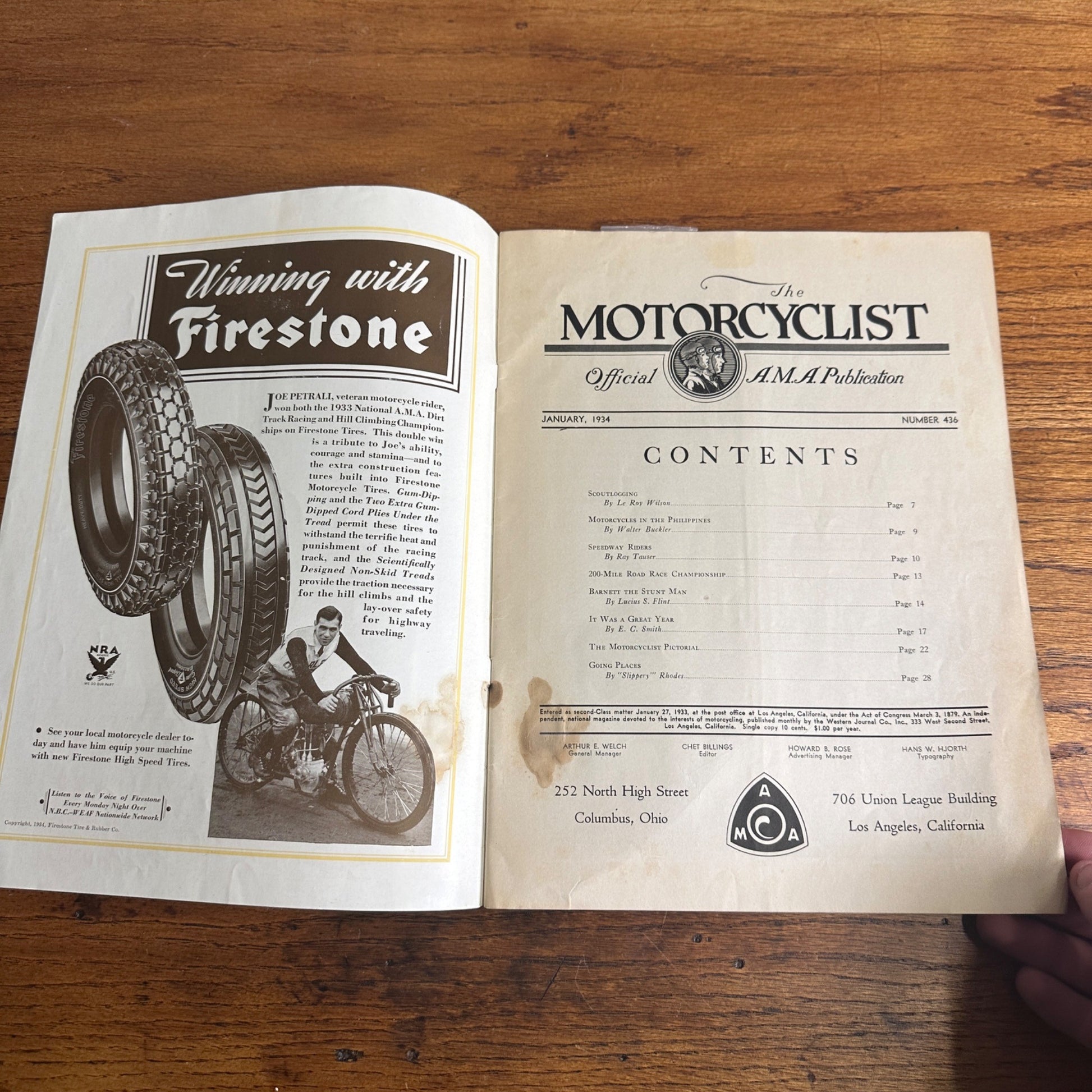 Vintage The Motorcyclist Magazine January 1934 Harley Indian Motorcycle Ads