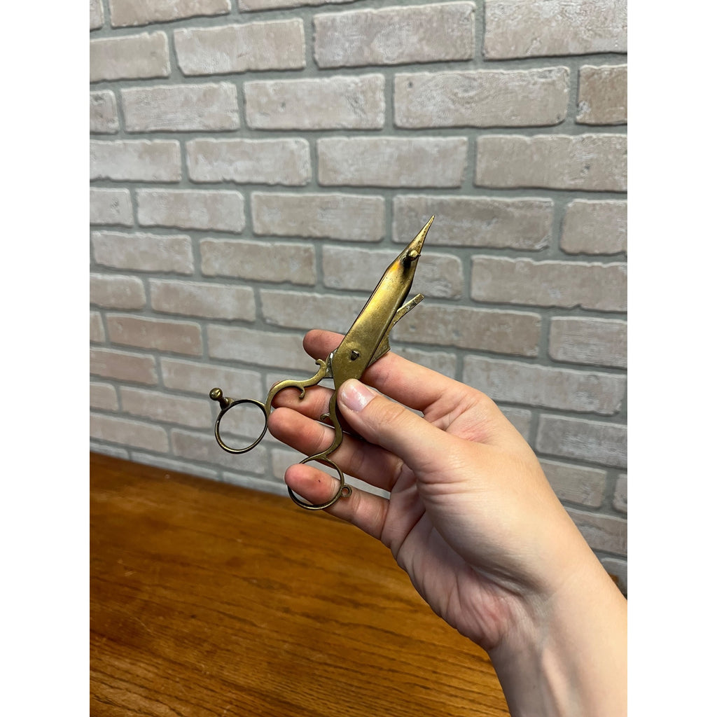 Antique Brass Candle Snuffer Scissors Footed