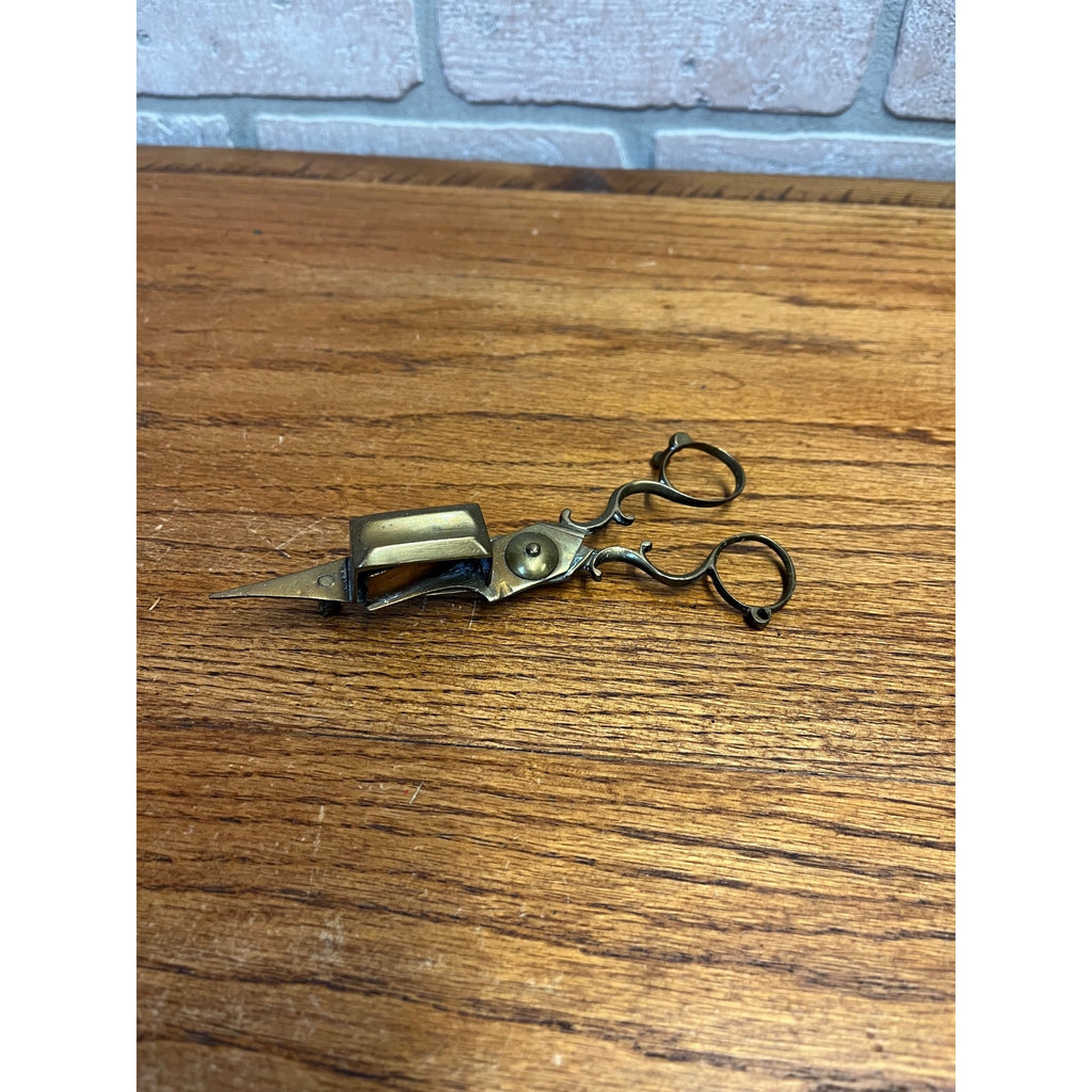 Antique Brass Candle Snuffer Scissors Footed