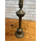 Antique Neoclassical Twist Copper Bronze Table Desk Lamp Spiral Column Design