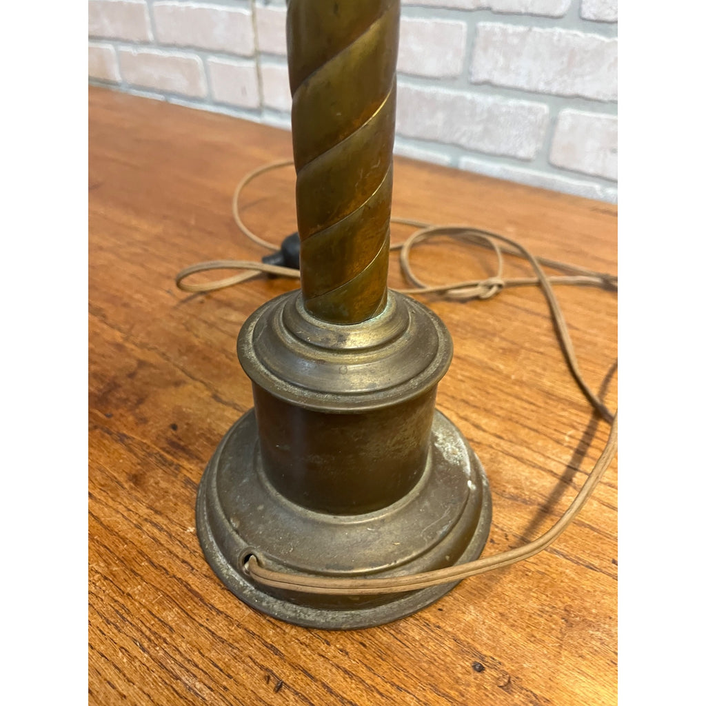 Antique Neoclassical Twist Copper Bronze Table Desk Lamp Spiral Column Design