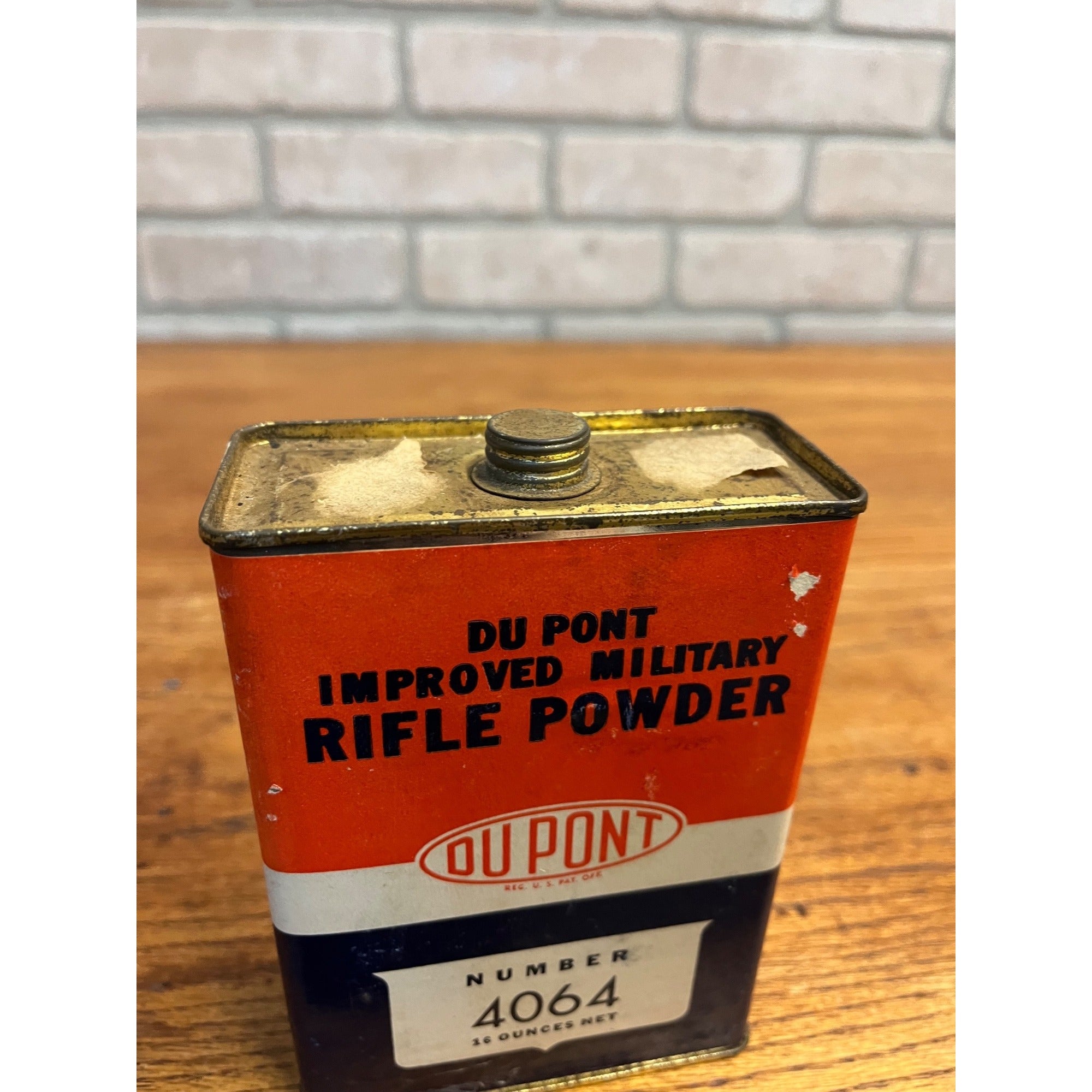 Vintage DuPont Improved Military Rifle Gun Powder #4064 Tin Empty Advertising