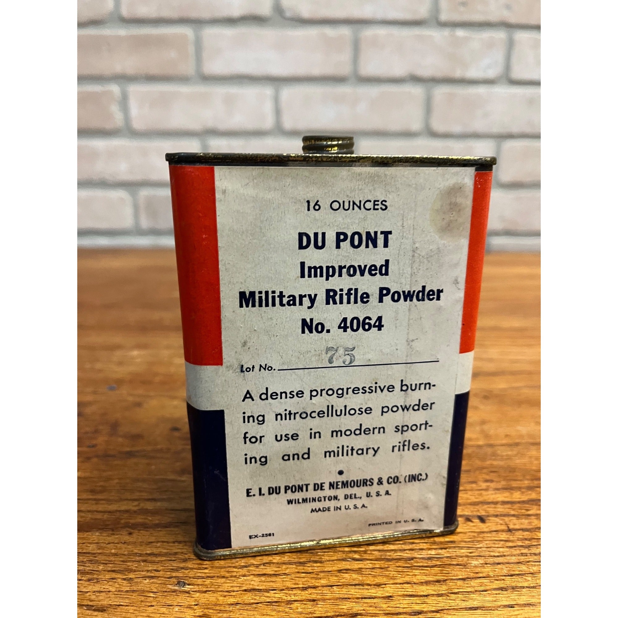 Vintage DuPont Improved Military Rifle Gun Powder #4064 Tin Empty Advertising