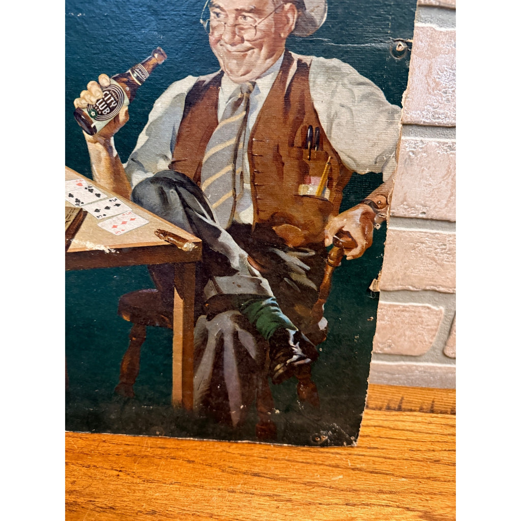 Original Schmidt's City Club Beer Norman Rockwell Cardboard Lithograph Sign