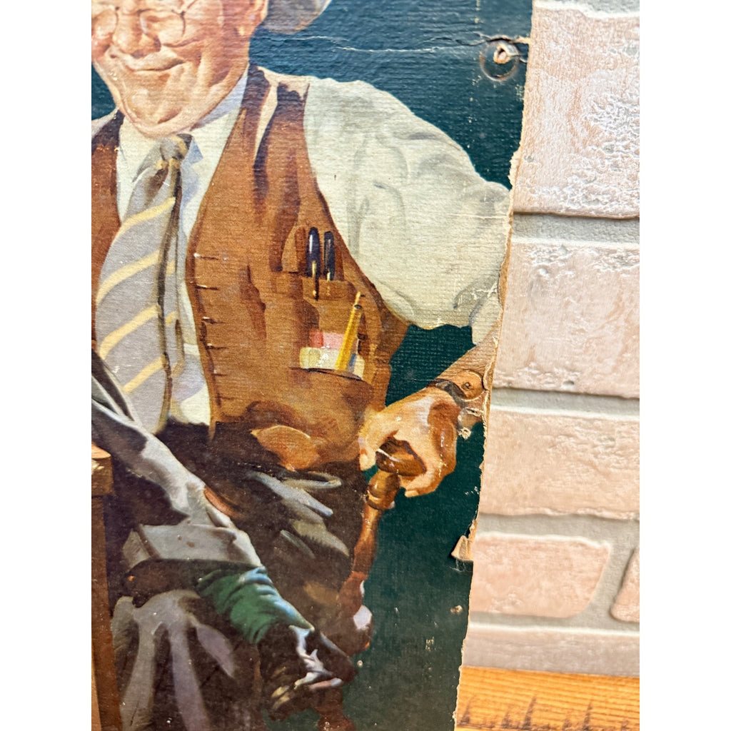 Original Schmidt's City Club Beer Norman Rockwell Cardboard Lithograph Sign