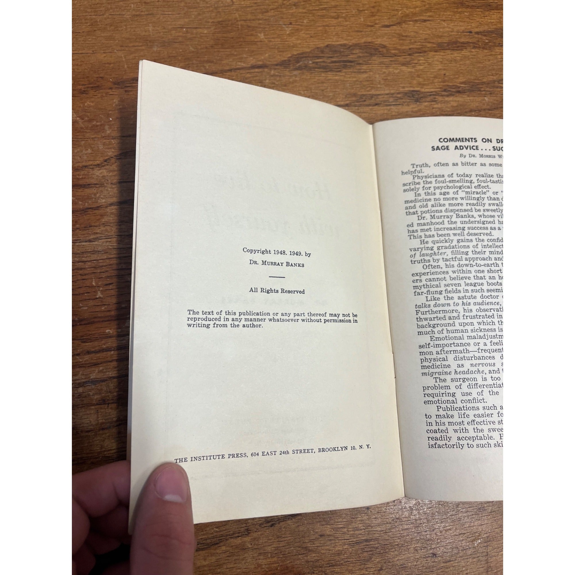 Dr Murray Banks Autographed Signed How to Live With Yourself Book Self-Help 1949