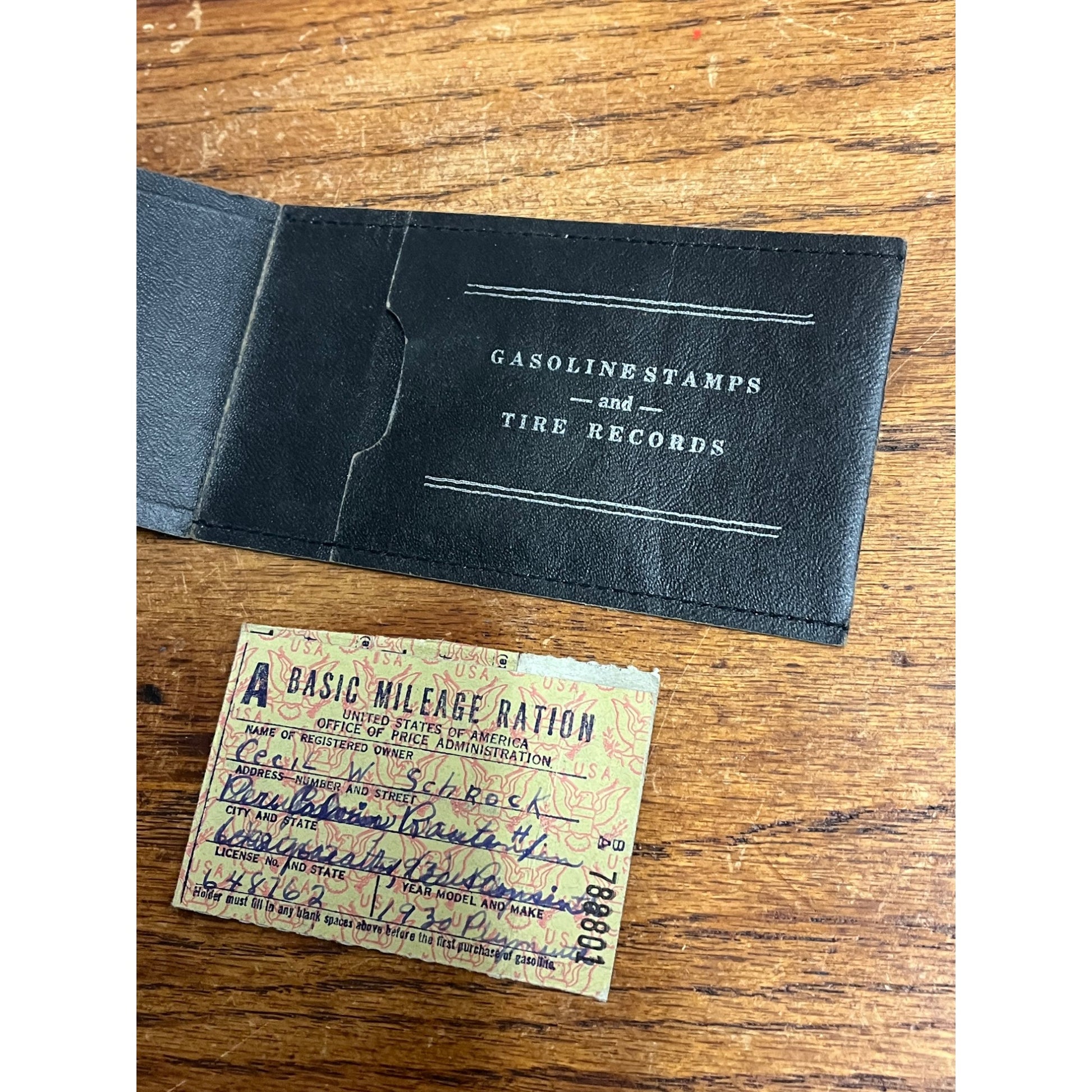 Vintage 1940s Texaco Gasoline Stamps & Tire Record Holder Waupaca Wisconsin