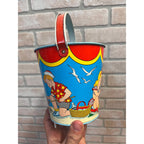 Vintage Ohio Art Co. Tin Litho Child's Beach Sand Pail Bucket Toy 7.5" NEAR MINT