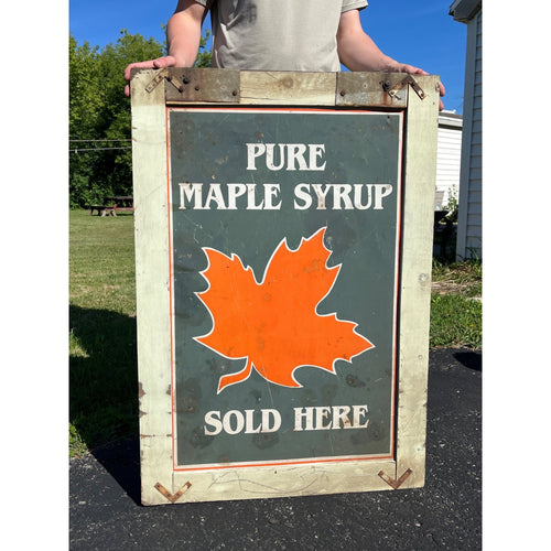 Vintage Pure Maple Syrup Sold Here TinAdvertising Sign Country Store Farmhouse