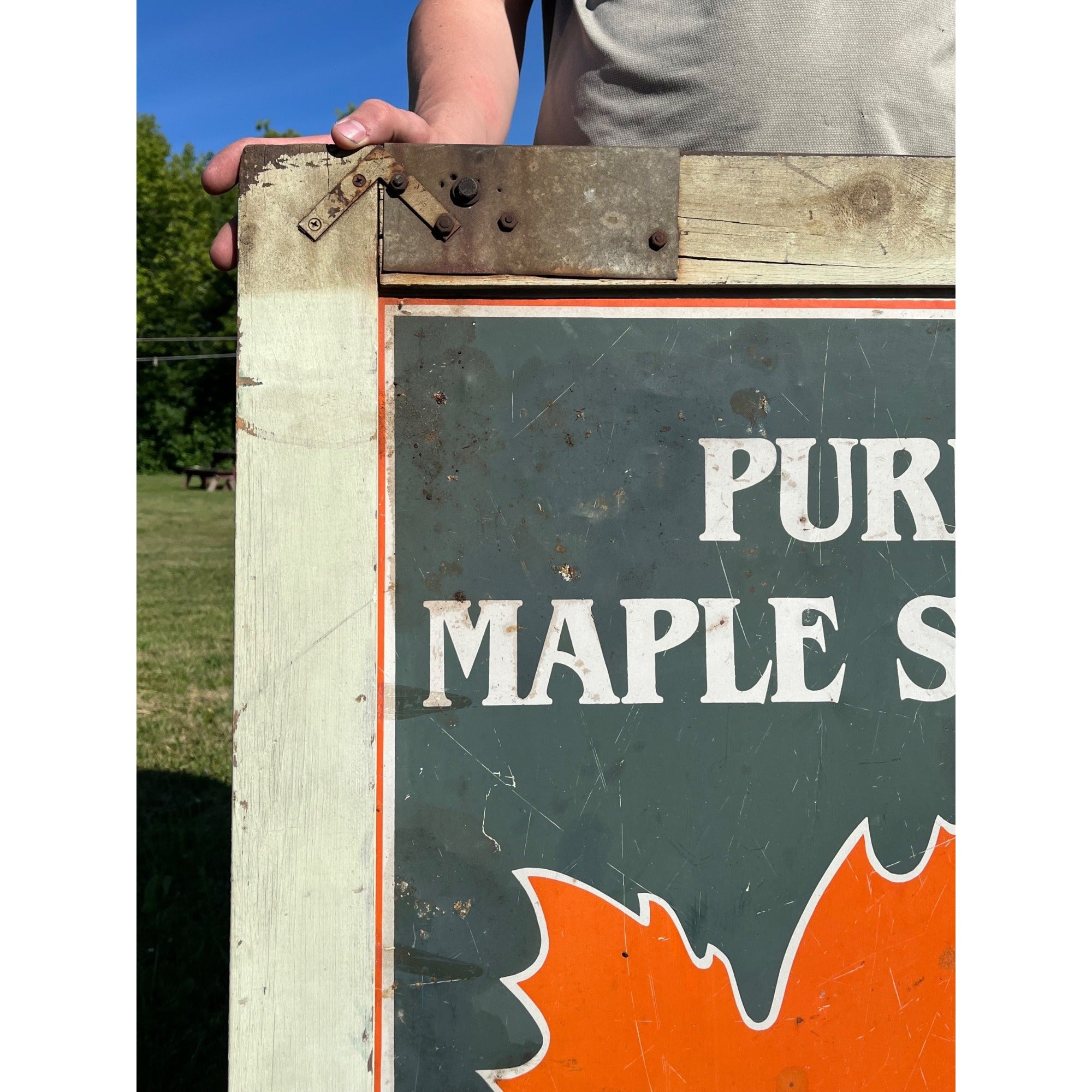 Vintage Pure Maple Syrup Sold Here TinAdvertising Sign Country Store Farmhouse