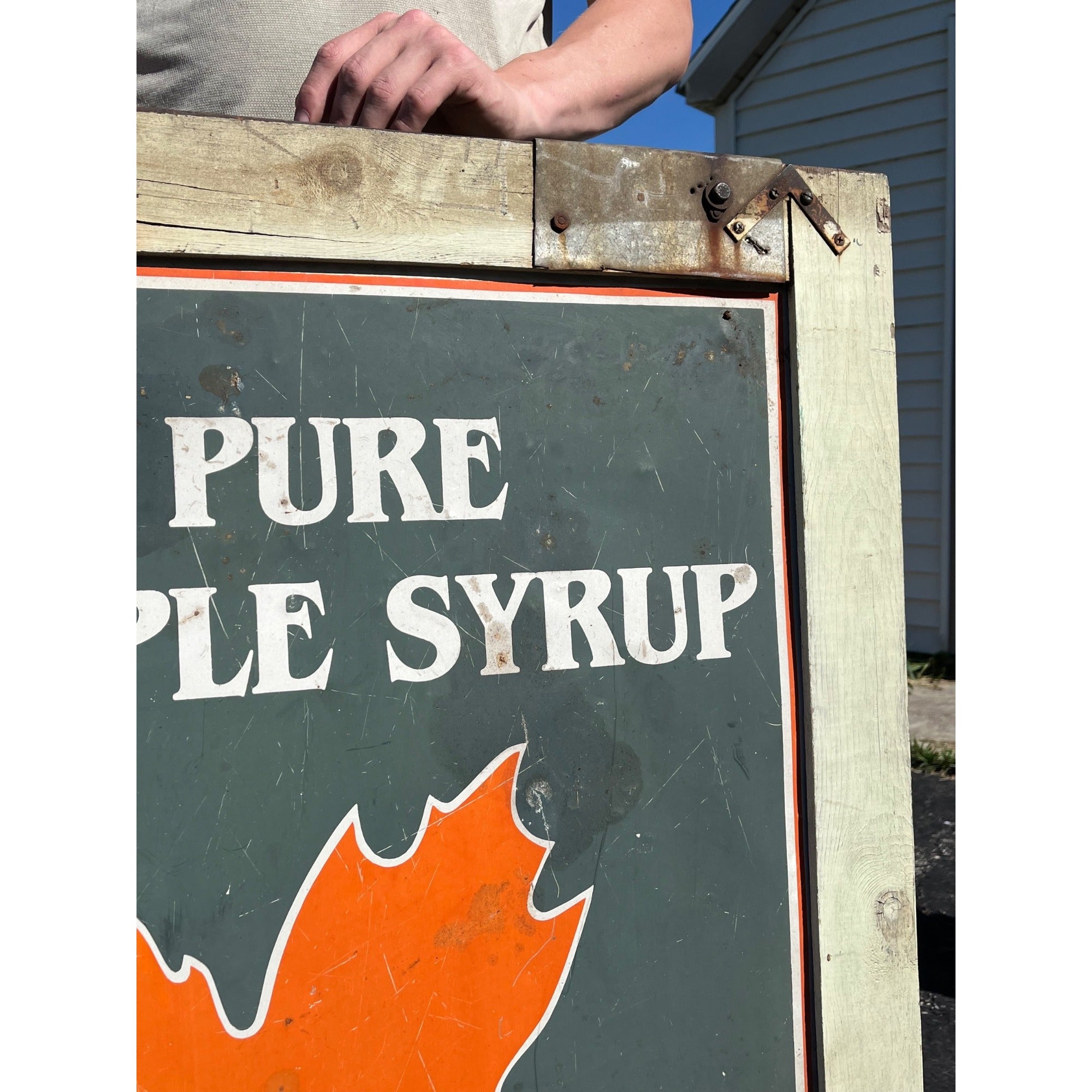 Vintage Pure Maple Syrup Sold Here TinAdvertising Sign Country Store Farmhouse