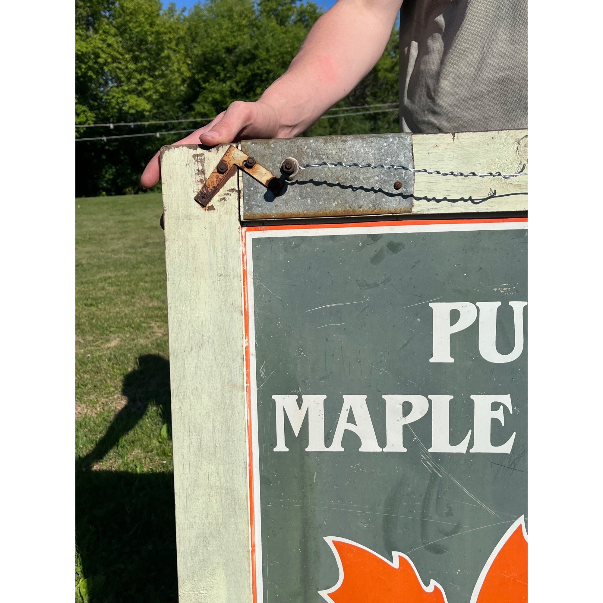 Vintage Pure Maple Syrup Sold Here TinAdvertising Sign Country Store Farmhouse