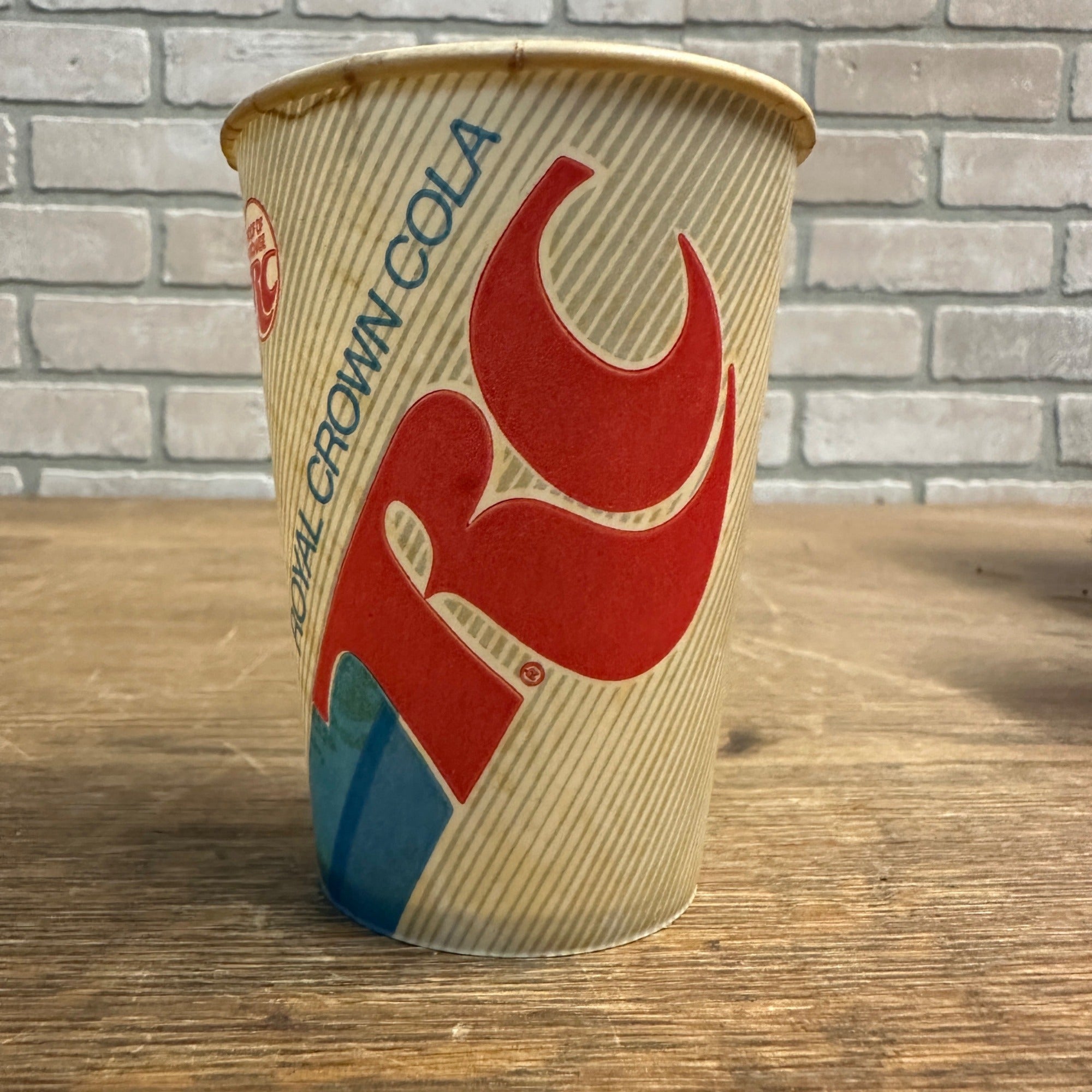 Vintage RC Cola Royal Crown Paper Wax Soda Cup Striped