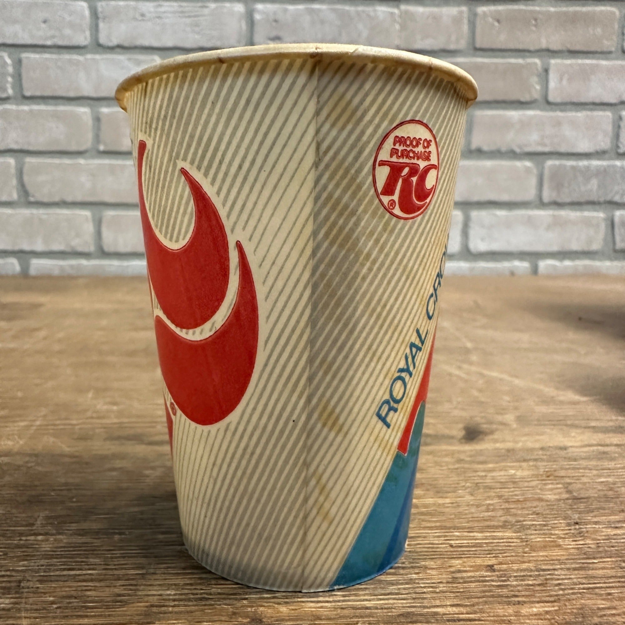 Vintage RC Cola Royal Crown Paper Wax Soda Cup Striped