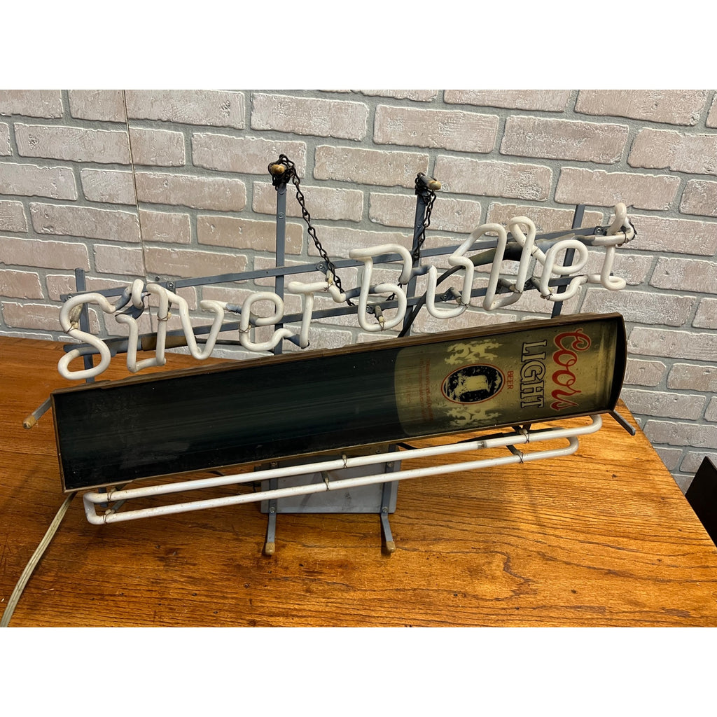 Vintage 1981 Coors Light Silver Bullet Flying Can Beer Lighted Bar Neon Sign