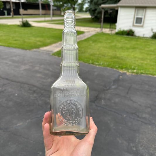 NEAT 1953 Vintage Mohawk Liqueur Liquor Whiskey Bottle Embossed Tower Shaped