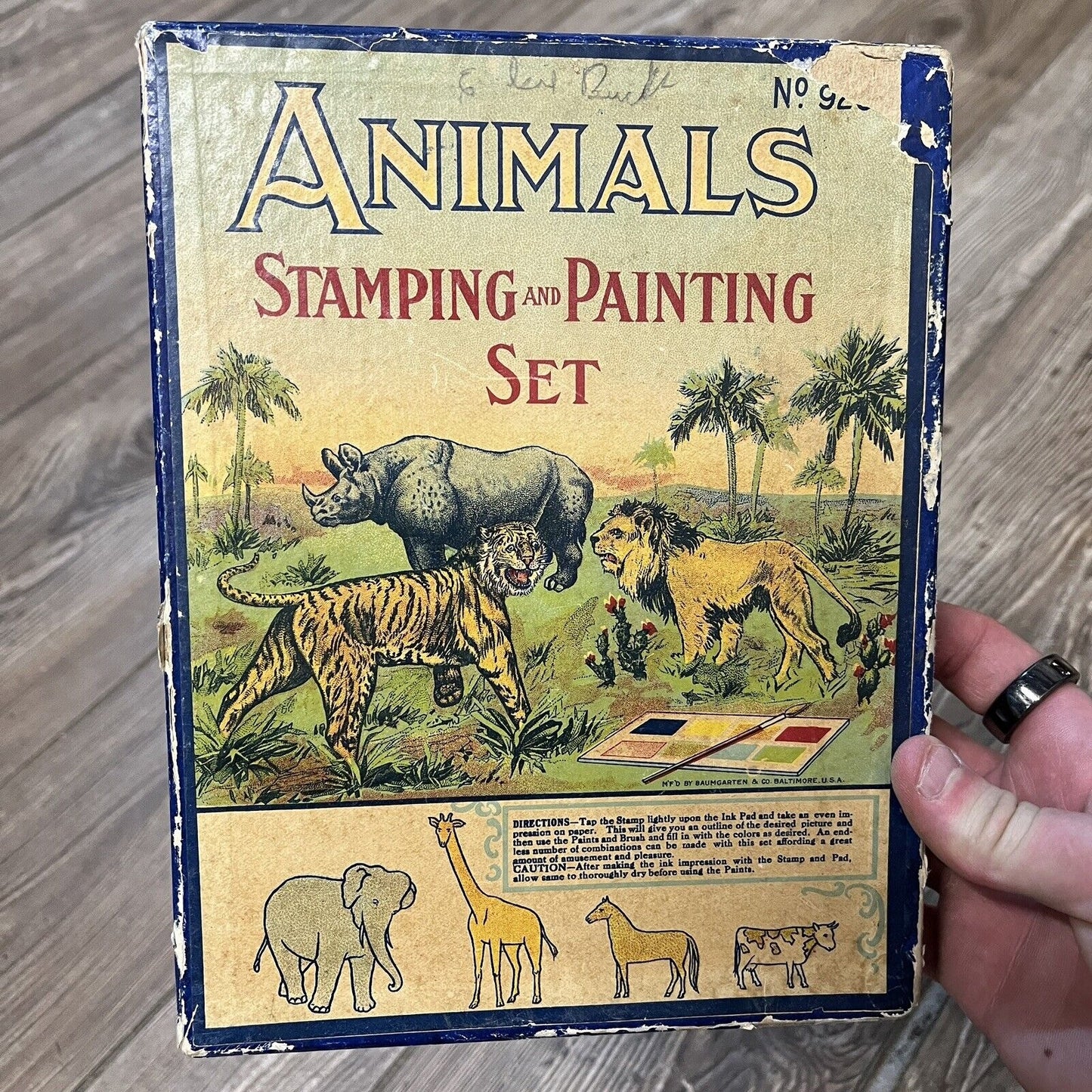 Vintage c1920s Animals Stamping & Painting Set Complete w/ Box Baumgarten & Co