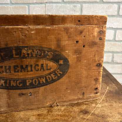 Antique Wooden Crate Box De Lands Chemical Baking Powder W/ Lid