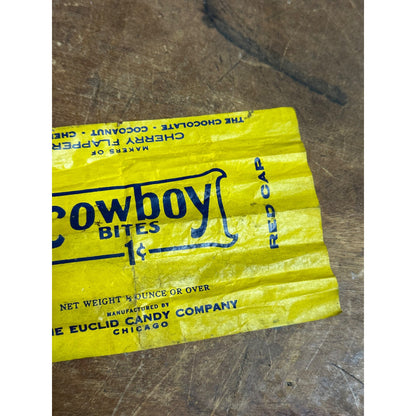 RARE Vintage 1930s Cowboy Bites - Euclid Candy Company - Wax Candy Wrapper Chicago