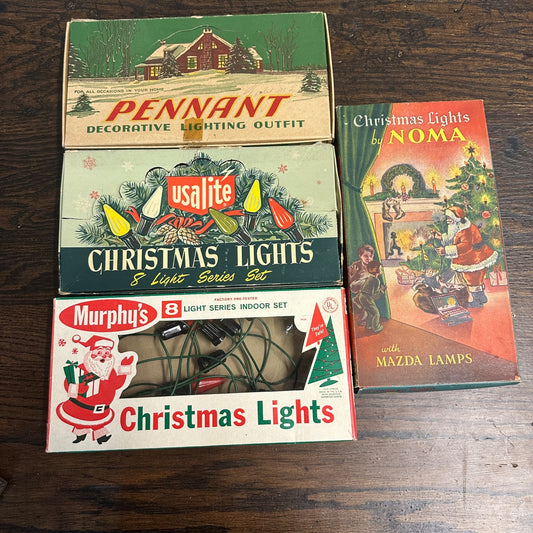 (4) C6 & C7 Christmas String Lights with Boxes Pennant USALITES Noma