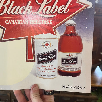 Vintage 1981 Carling Black Label Beer Easel Back Holidays Advertising Sign Heileman's