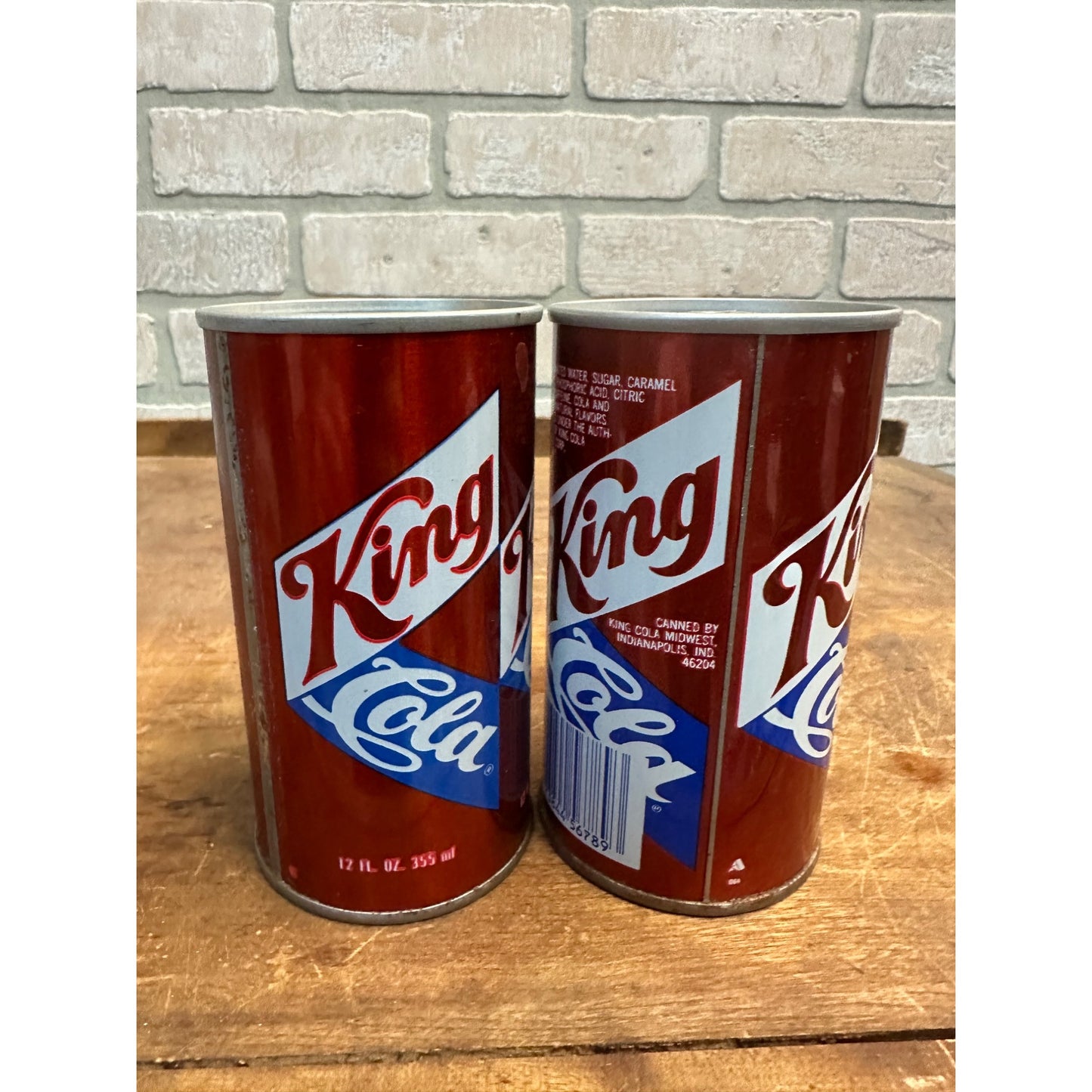 Vintage King Cola Lot (2) Straight Flat Top Steel Pull Tab Soda Cans Cleveland