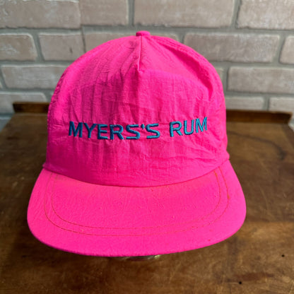 VINTAGE NYLON MYERS RUM WHISKEY PINK HAT GOLFING RETRO SNAPBACK HAT TAIWAN