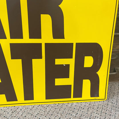 Vintage 1960s Yellow Air & Water Sign Service Station Air Meter Sign