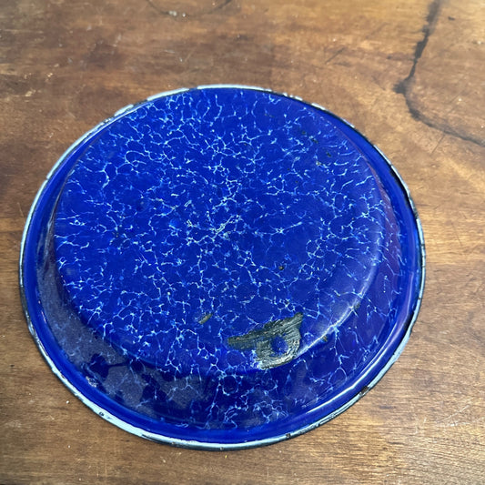 Antique Primitive Cobalt Blue Graniteware Enamelware 9.75" Pie Pan Plate Farmhouse