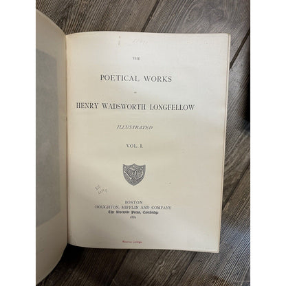 POETICAL WORKS OF HENRY WADSWORTH LONGFELLOW 1881 Two Volumes Full Leather