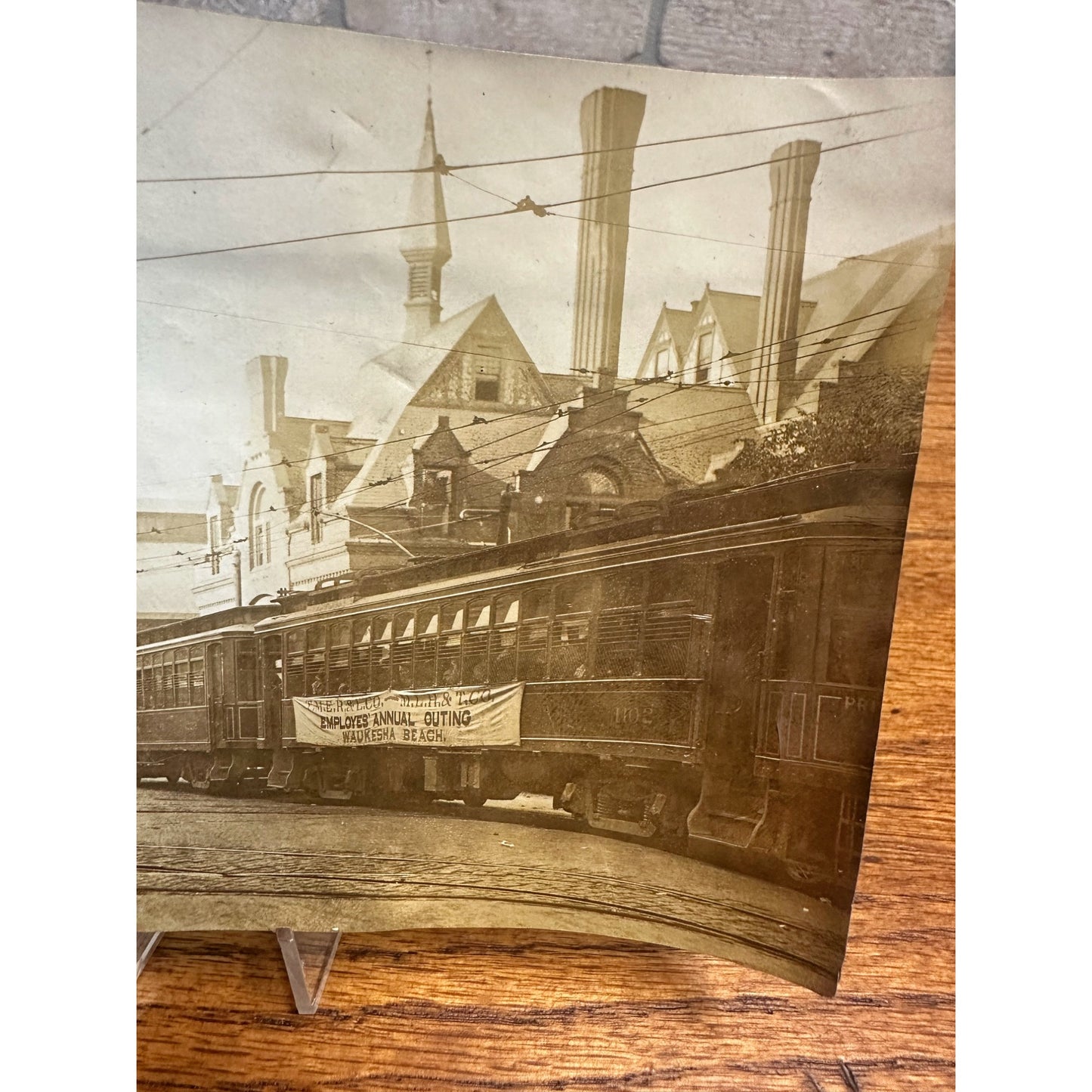 Original Real Photo c1915 Milwaukee Electric Railway Street Cars in City Snapshot