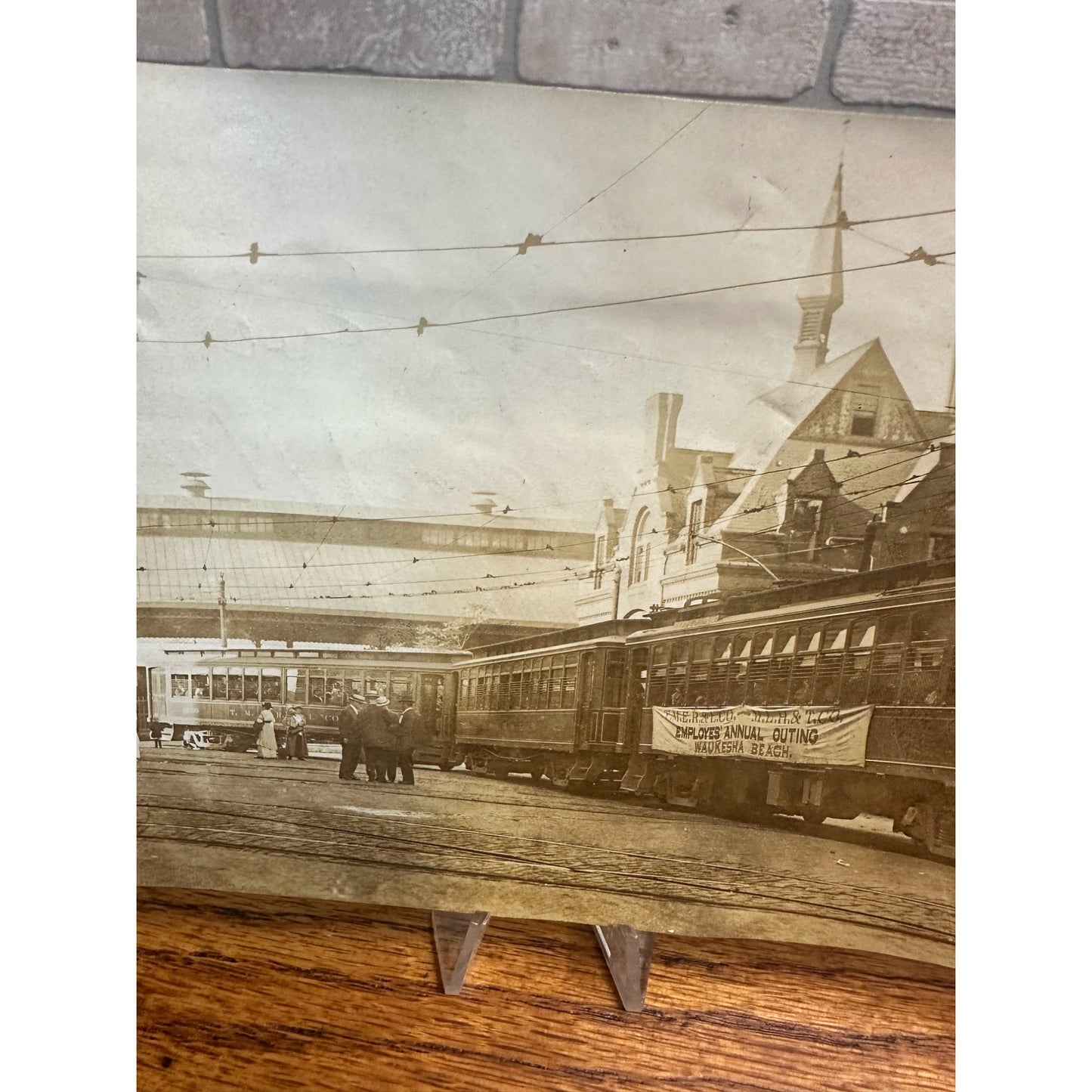 Original Real Photo c1915 Milwaukee Electric Railway Street Cars in City Snapshot