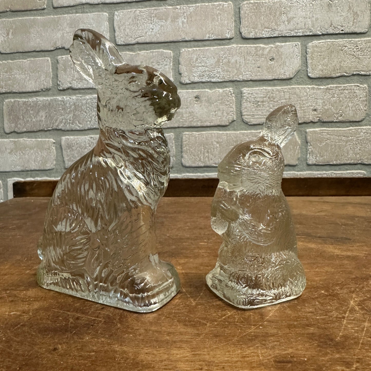 Vintage 1950s JH Millstein Glass Candy Container Easter Rabbit Bunny Lot (2)