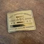 Vintage ABC Bowling League Most Improved Average Award Brass Belt Buckle - NOS