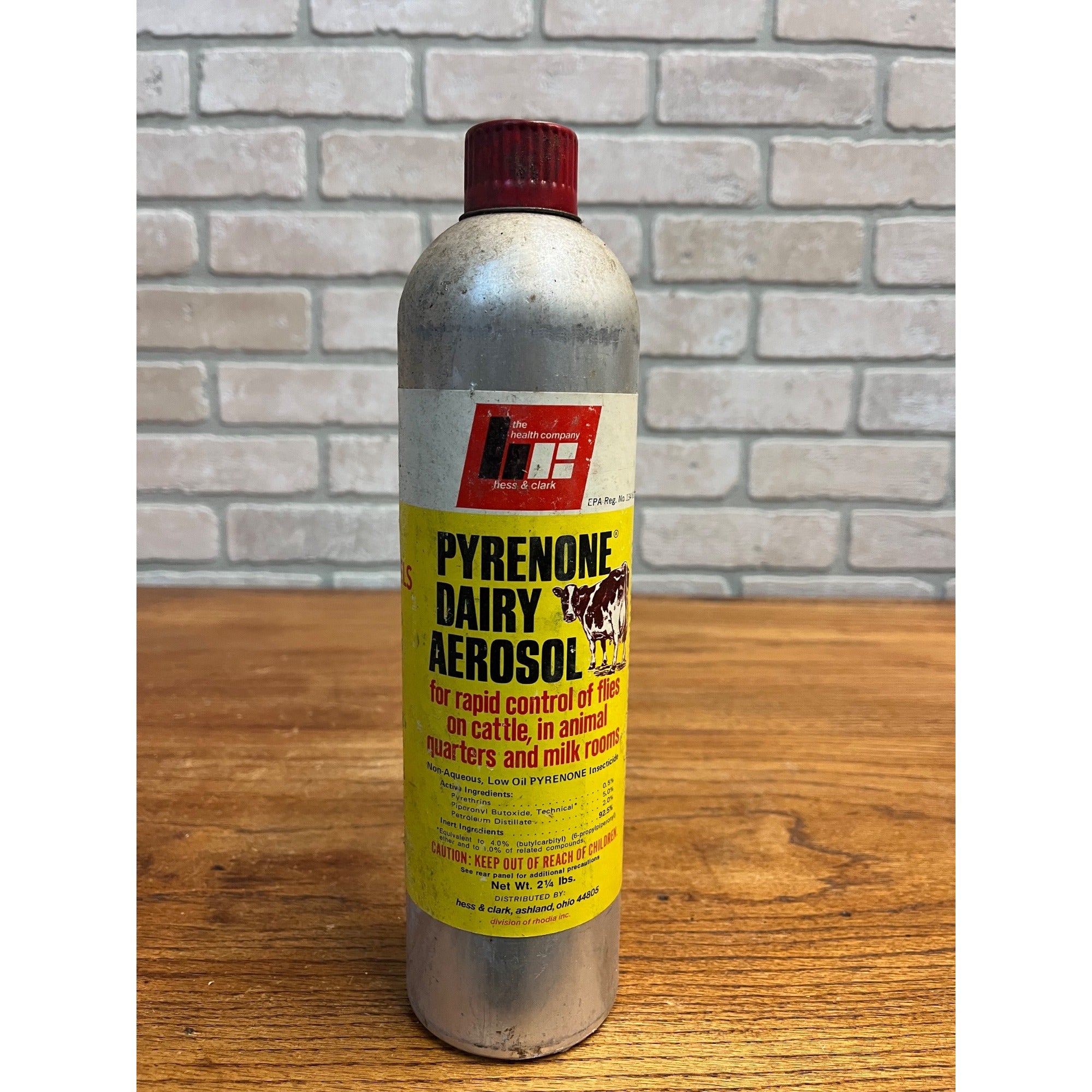 Vintage Hess & Clark Pyrenone Dairy Aersol Fly Insecticide Can Advertising Farm