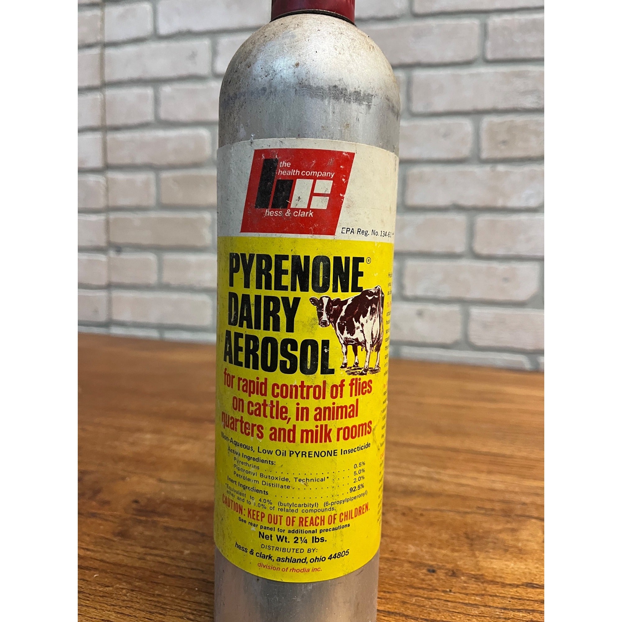 Vintage Hess & Clark Pyrenone Dairy Aersol Fly Insecticide Can Advertising Farm