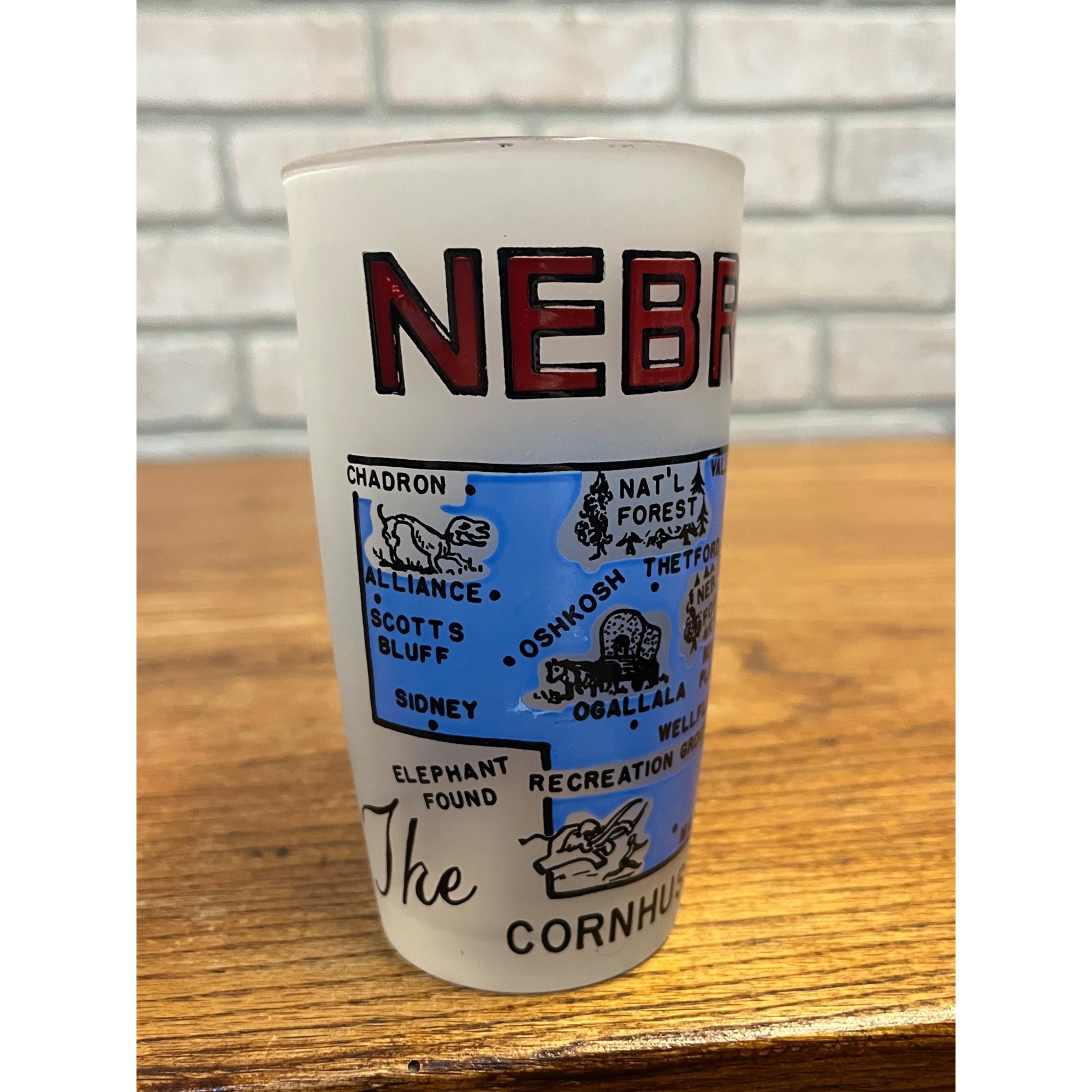 Vintage Frosted Drinking Glass Nebraska The Cornhusker State