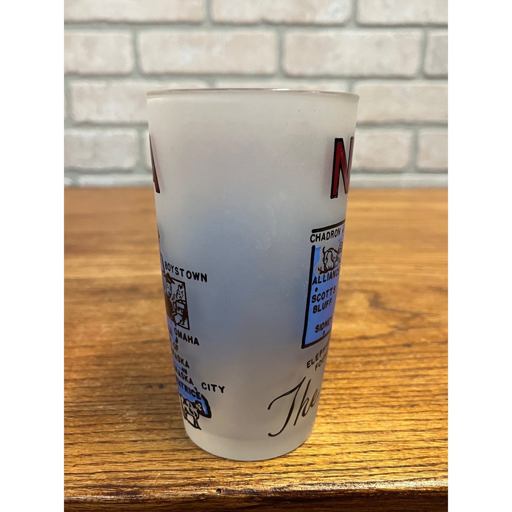 Vintage Frosted Drinking Glass Nebraska The Cornhusker State