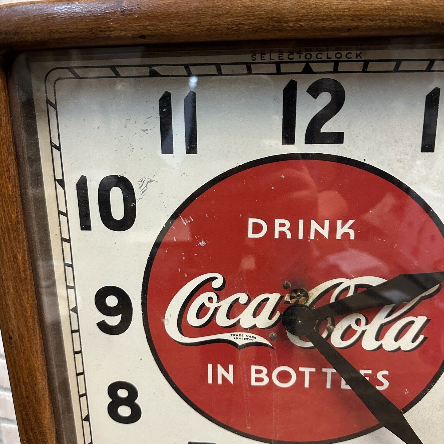 Vintage 1930s Coca Cola Advertising Wall Clock Selectoclock Wooden Art Deco